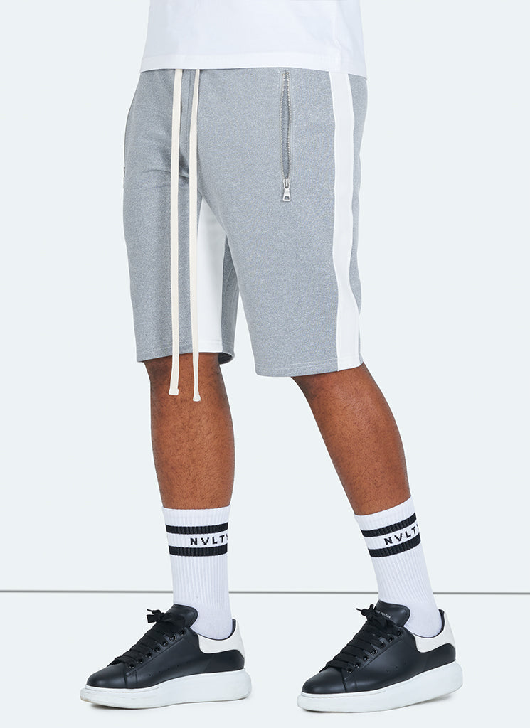 Short de survêtement à panneaux - Gris/Blanc