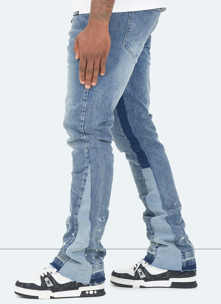 Vintage Flare Paint Jeans – Blau