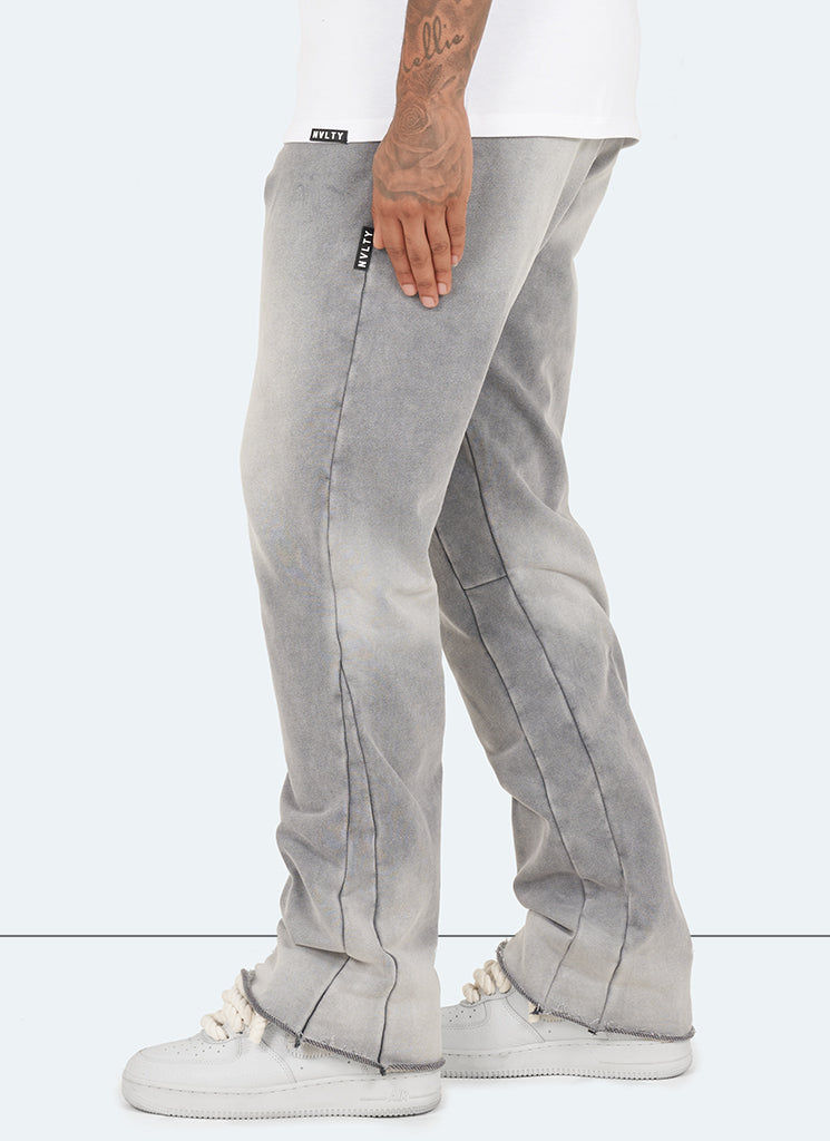 Pantalon de jogging évasé vintage délavé au soleil - Gris 