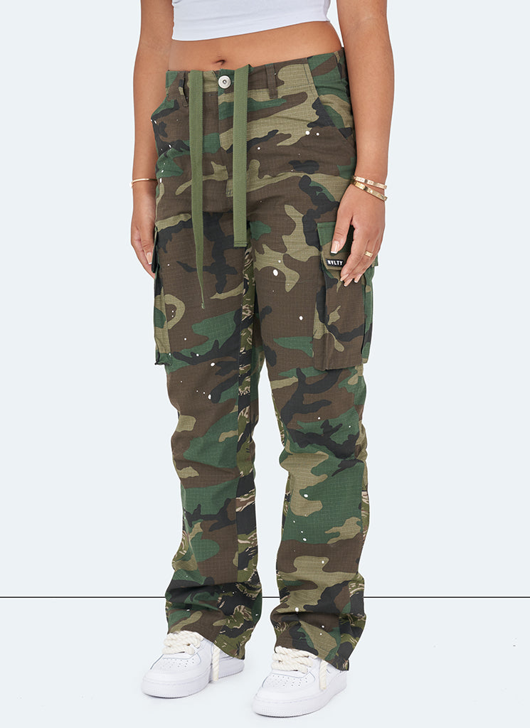 Cargos évasés vintage - Peinture camouflage 