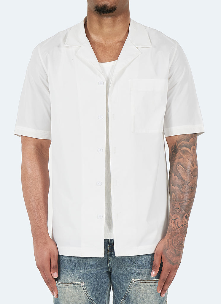 Chemise Essentielle à Col Ouvert - Blanc